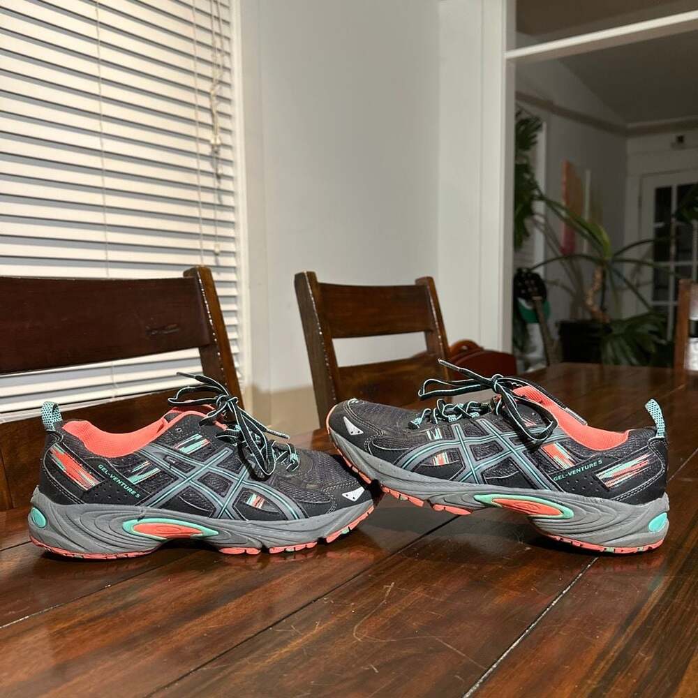 Asics Gel-Venture 5 Trail Running Shoes Black Coral Teal Women's